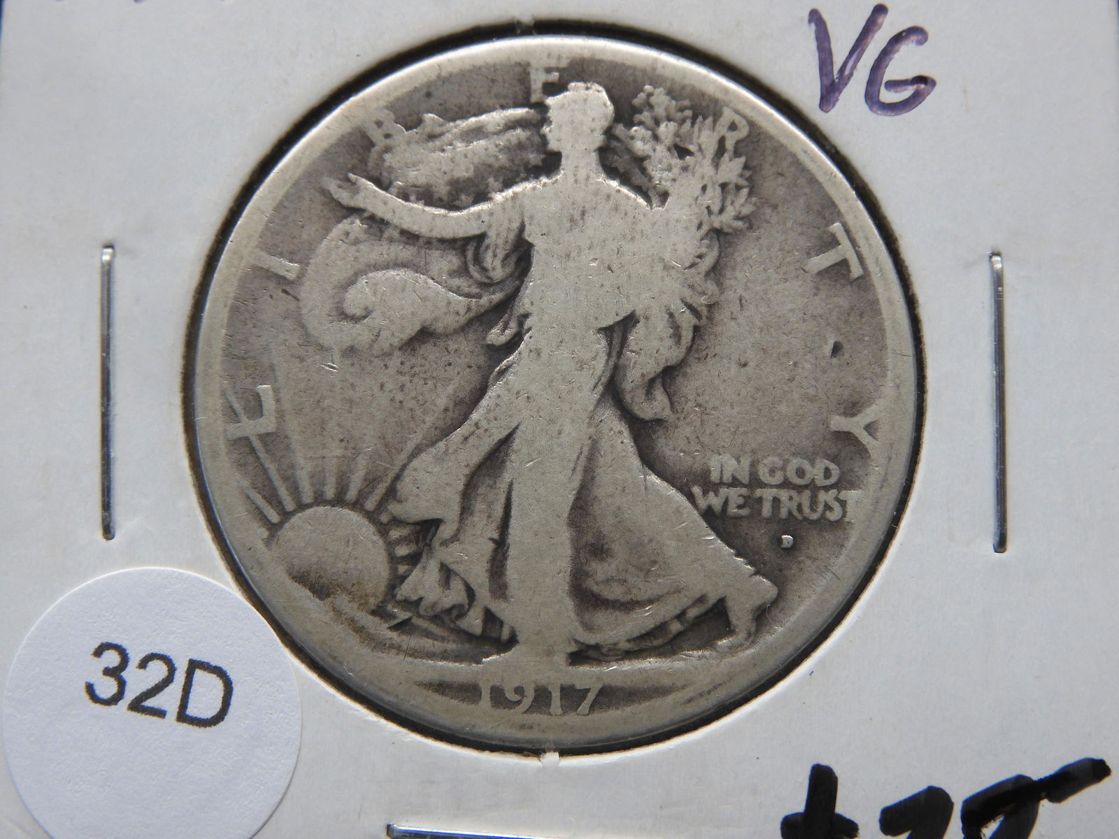 1917-D  OBV Walking Liberty Half Dollar, Silver, Semi Key Date (1 of 3)