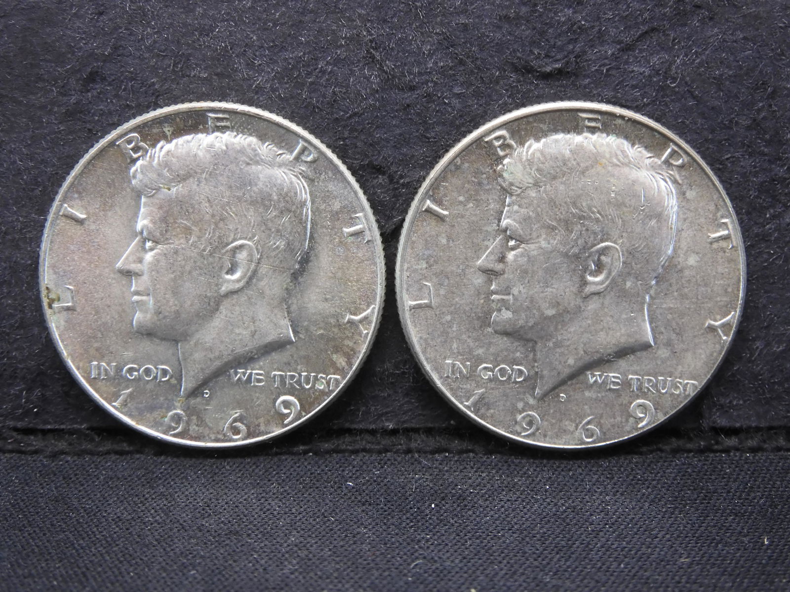 Two 1969-D Kennedy Half Dollars 40% Silver (1 of 2)