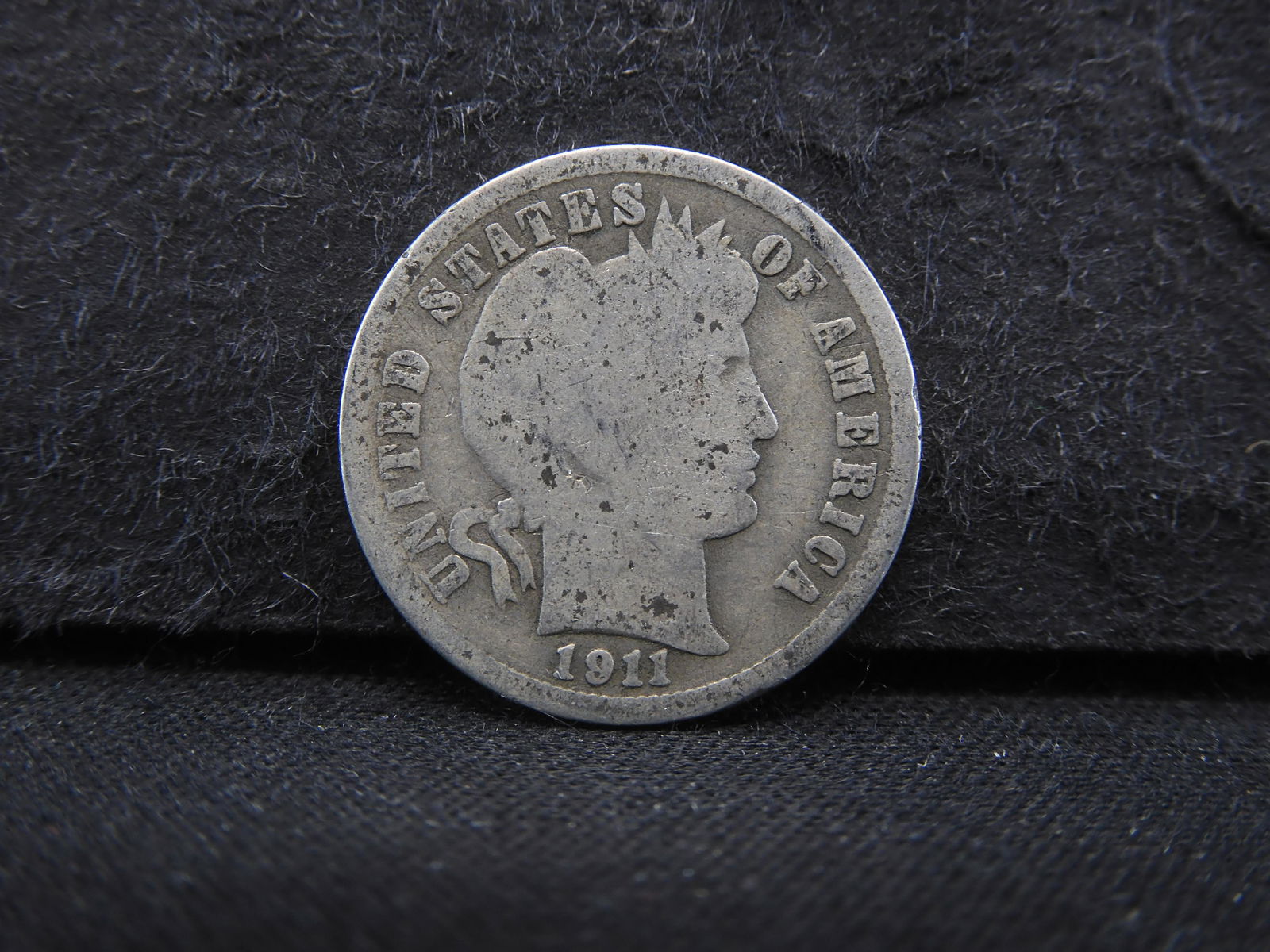 1911 (SILVER/90%) BARBER DIME/111 YEARS OLD! (1 of 2)