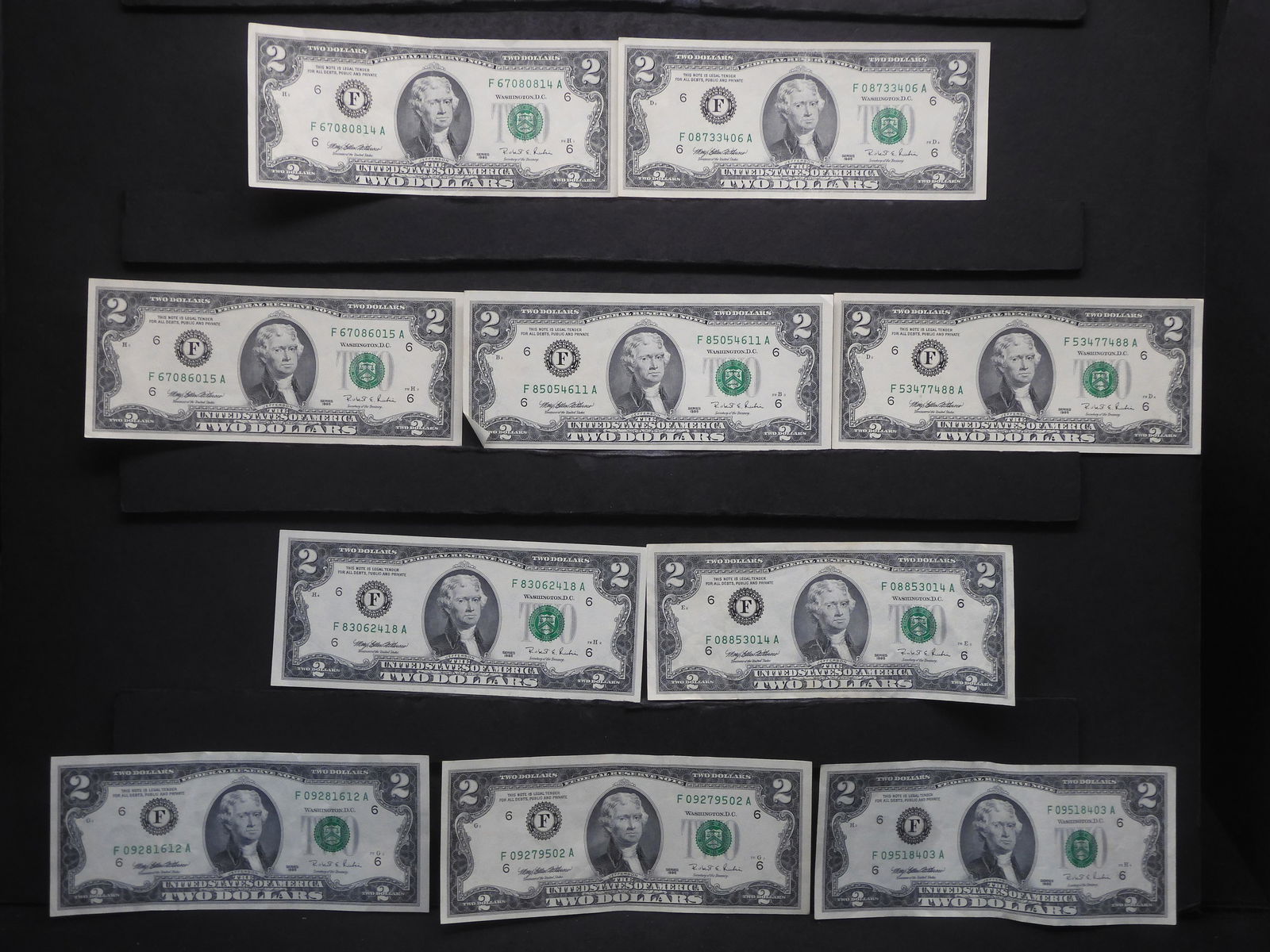 Lot of 10 - Series 1995 $2 Federal Reserve Notes (1 of 6)