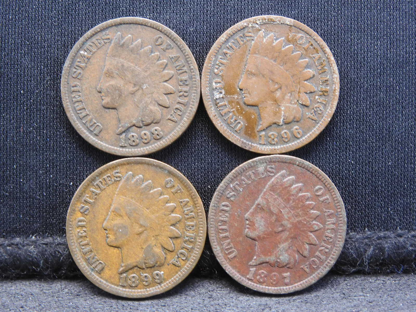 1896/1897/1898/1899 Indian Cents - 4 Consecutive Dates (1 of 2)