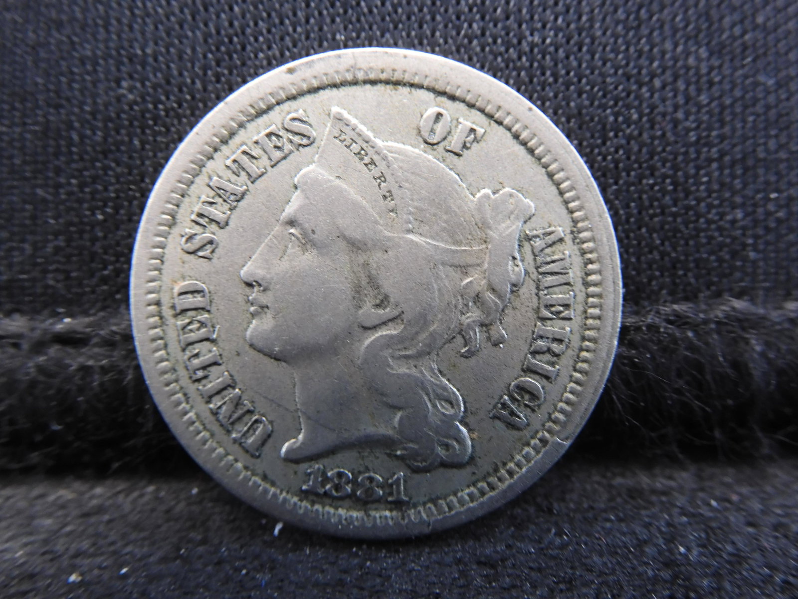 1881 US Three Cent Nickel.  XF (1 of 3)