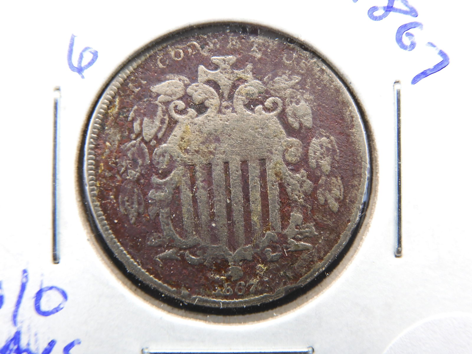 1867 - W/O Rays - Shield Nickel - Over 155 Years Old! (1 of 3)