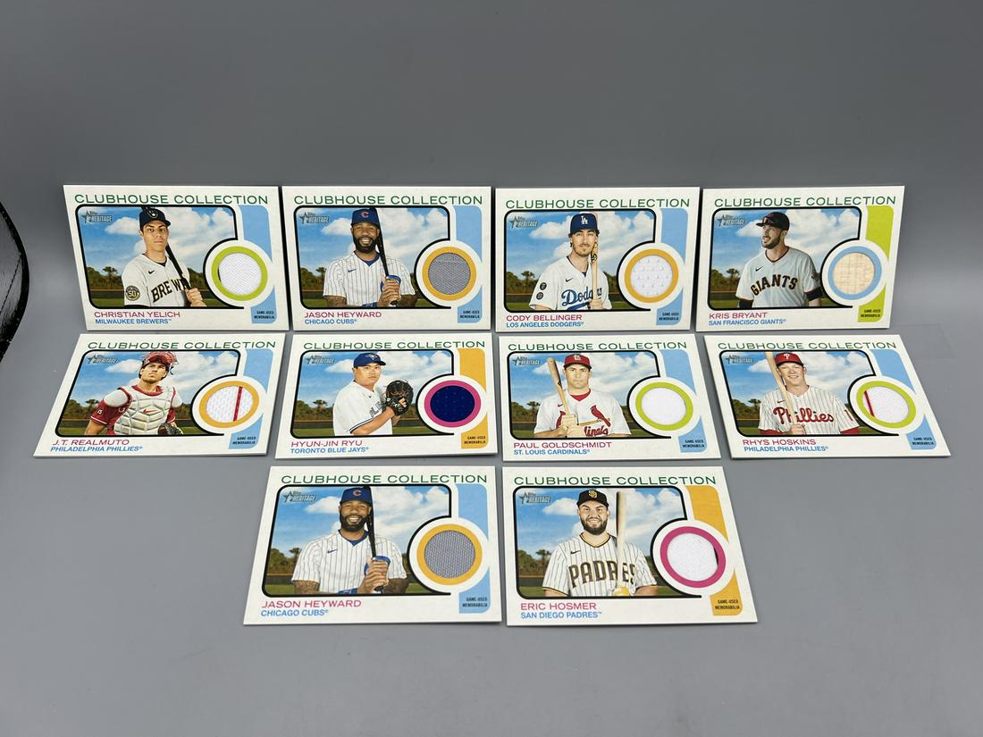 2022 Topps Heritage Baseball Lot of 10 Clubhouse Collection Memorabilia/Relic Cards - Kris Bryant, (1 of 7)