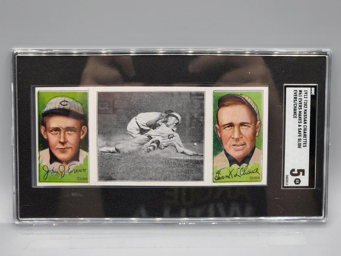 1912 T202 Hassan Triple Folders Evers/Chance(Both HOFers) SGC 5 (1 of 2)