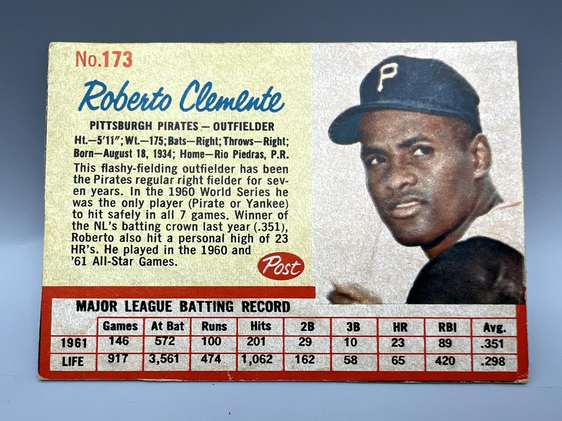 1962 Post Cereal Roberto Clemente #173 (1 of 2)