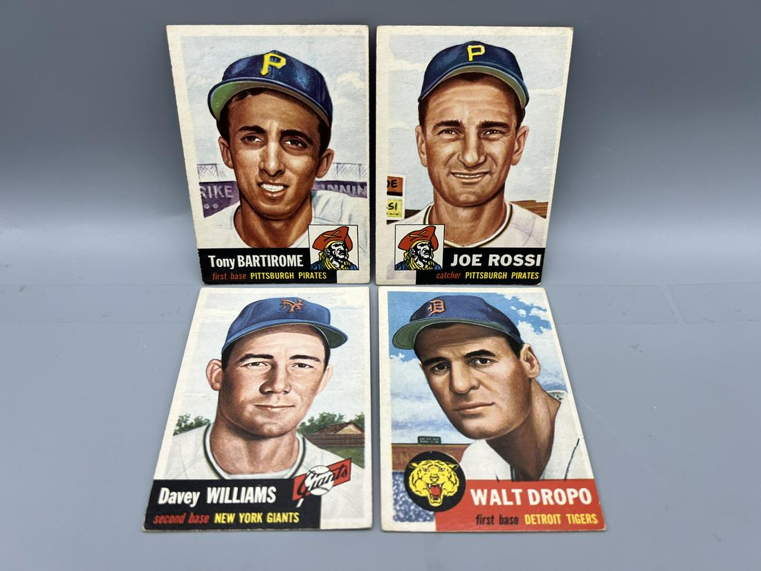 1953 Topps Tony Bartirome #71, Joe Rossi #74, Davey Williams #120, & Walt Dropo #121 (1 of 2)