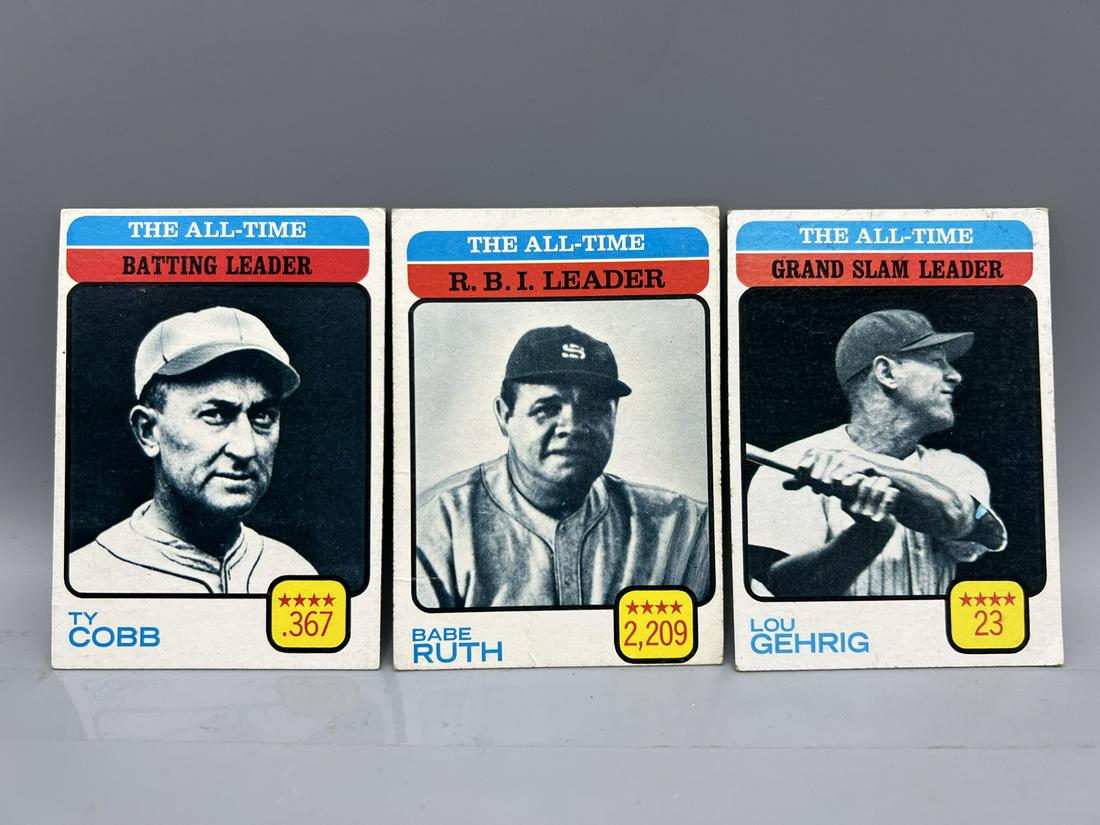 1973 Topps All Time Batting Leaders Ty Cobb #475, All Time RBI Leaders Babe Ruth #474, & All Time (1 of 2)