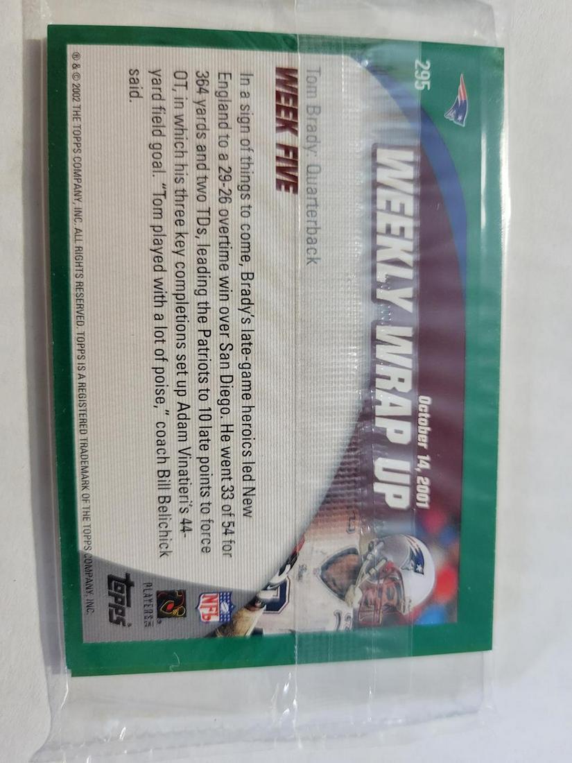 2002 Topps Mini-Cello Unopened Pack w/ Tom Brady #295 on Bottom (1 of 2)