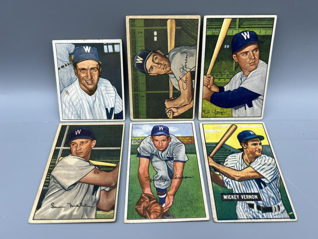 Lot of (6) 1950/1951/1952 Bowman Baseball Assorted Cards - Varying Conditions (1 of 2)