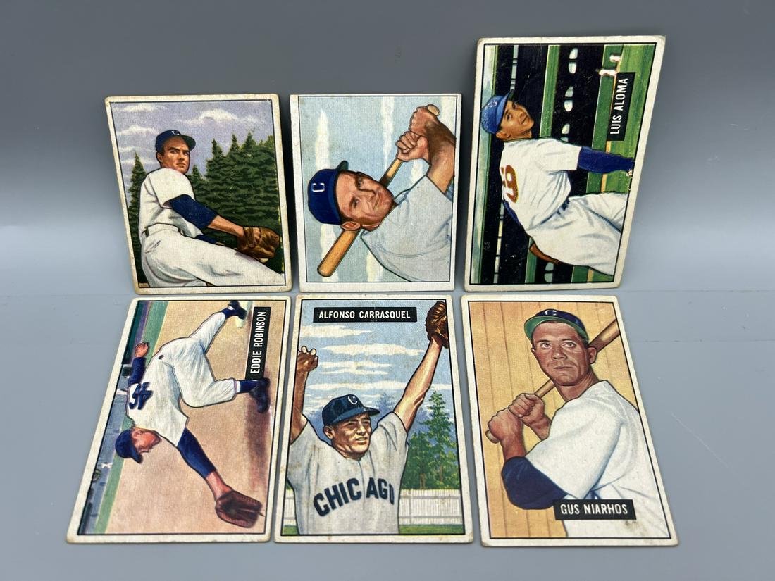 Lot of (6) 1950/1951/1952 Bowman Baseball Assorted Cards - Varying Conditions (1 of 2)