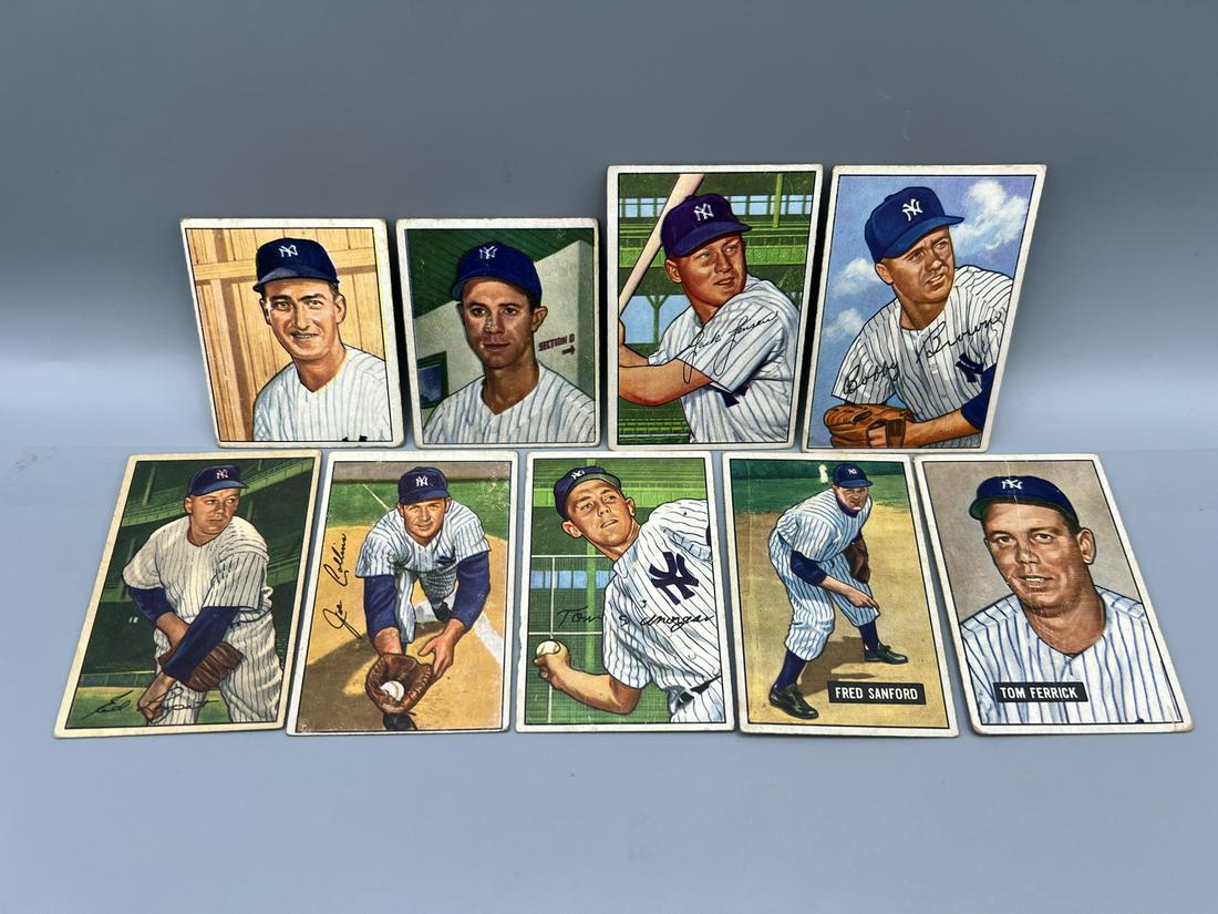 Lot of (9) 1950/1951/1952 Bowman Baseball Assorted Cards - Varying Conditions (1 of 5)