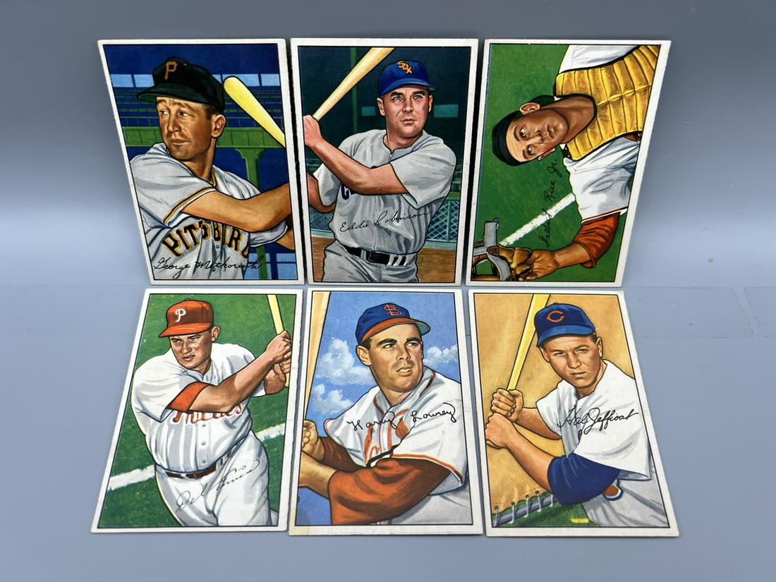Lot of (6) Assorted 1952 Bowman Baseball Cards - Varying Conditions (1 of 2)