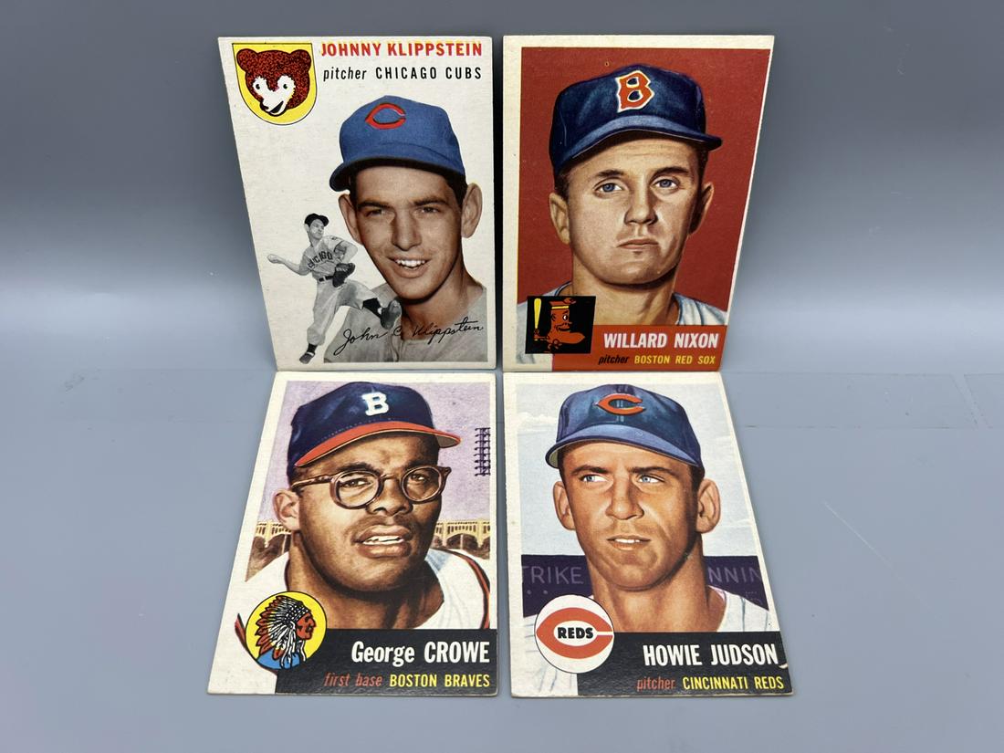 1953 Topps Willard Nixon #30, George Crowe #3, Howie Judson #12, & 1954 Topps Johnny Klippstein #31 (1 of 2)