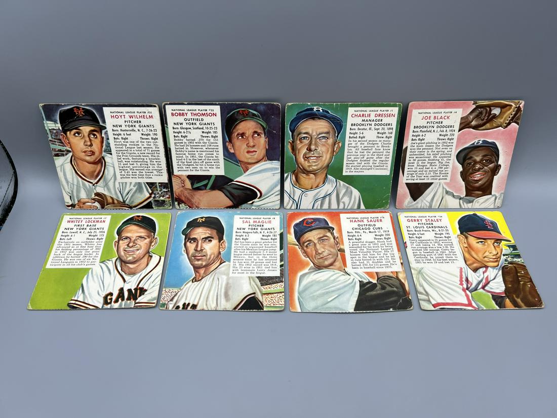 Lot of (8) Assorted 1954 Red Man Cards W/ Some Stars - Varying Conditions - Hoyt Wilhelm, Bobby (1 of 5)