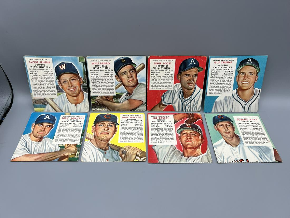 Lot of (8) Assorted 1954 Red Man Cards W/ Some Stars - Varying Conditions - Gus Zernial, Jackie (1 of 5)