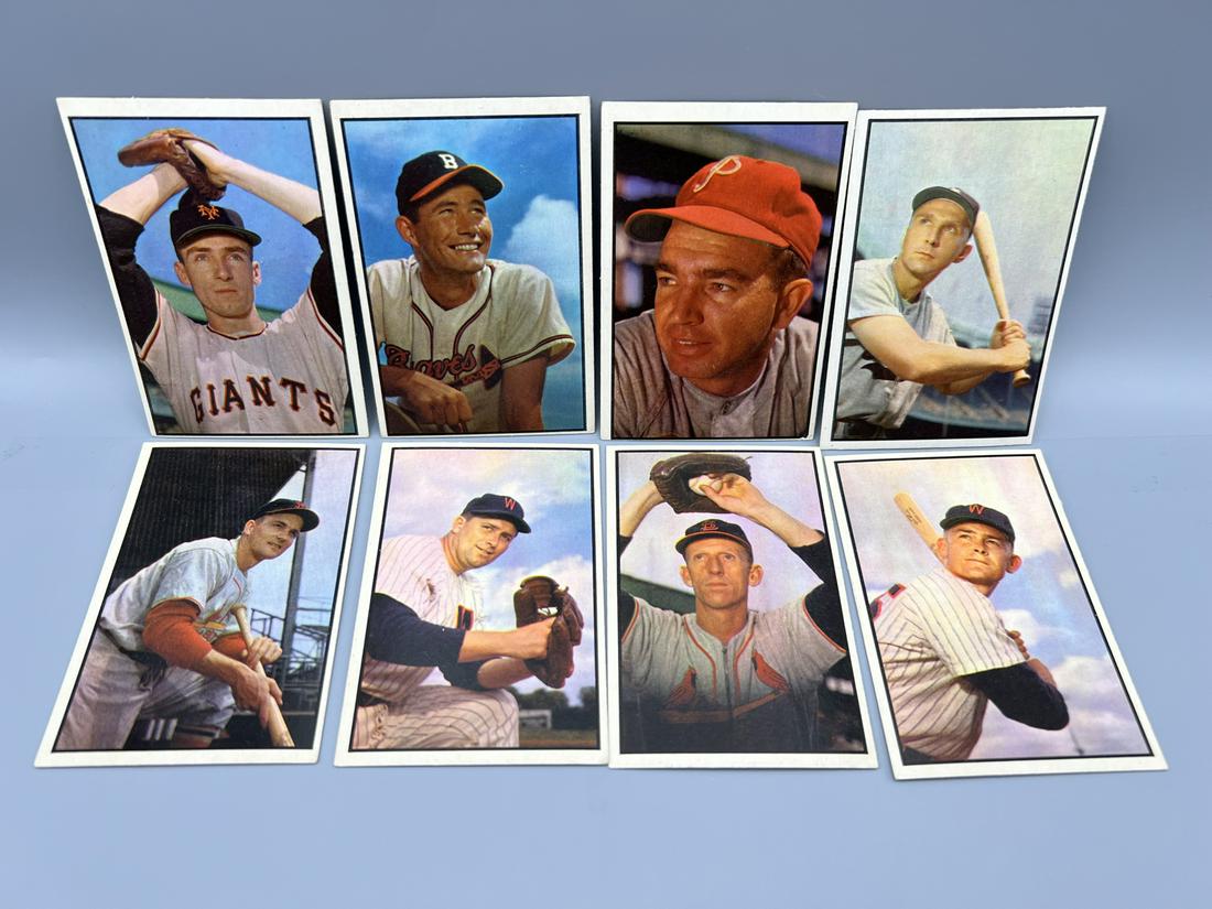 Lot of (8) Assorted 1953 Bowman Color Baseball Cards - Varying Conditions (1 of 2)