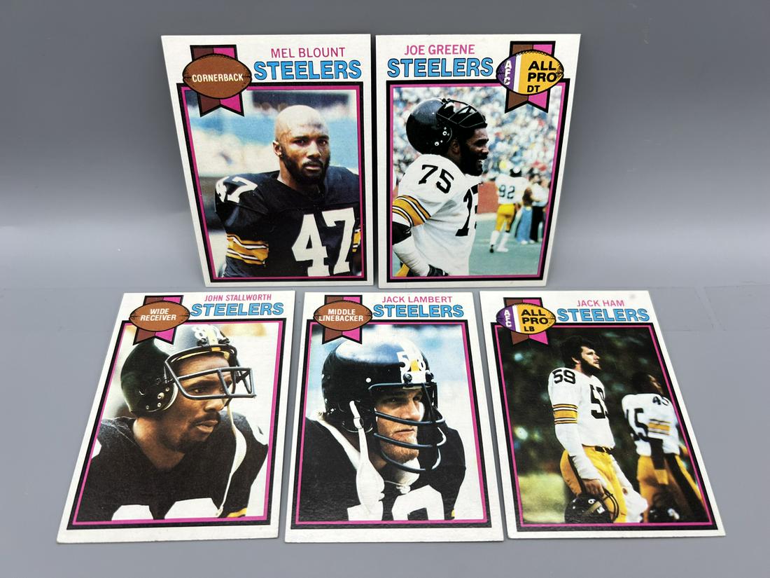 Lot of (5) Assorted 1979 Topps Pittsburgh Steelers Star Player Cards - Varying Conditons - Mel (1 of 2)