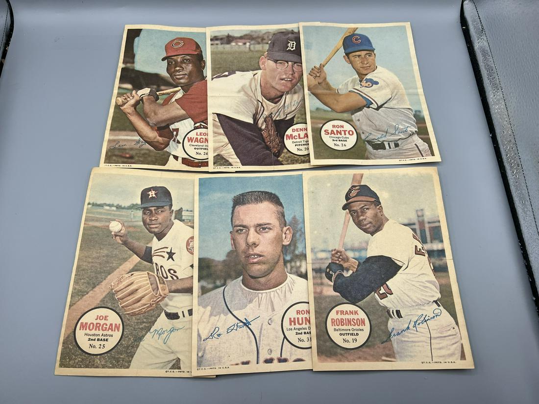 Lot of (6) 1967 Topps Posters - Varying Conditions - Ron Santo, Joe Morgan, Frank Robinson (1 of 2)