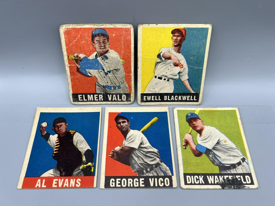 Lot of (5) Assorted 1948 Leaf Baseball Cards - Varying Conditions (1 of 2)