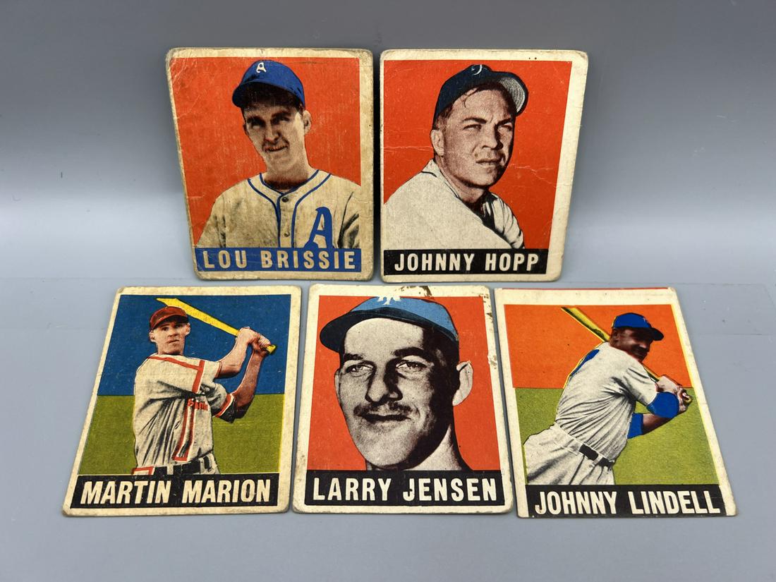Lot of (5) Assorted 1948 Leaf Baseball Cards - Varying Conditions (1 of 2)