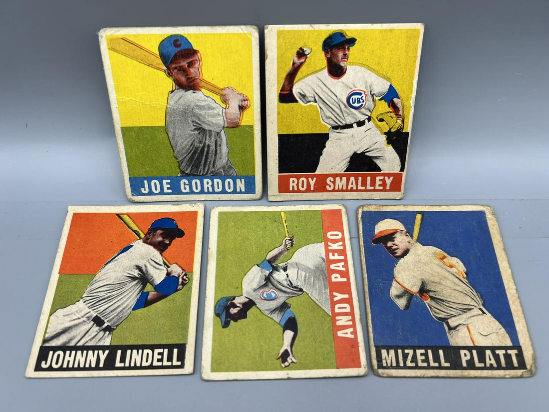 Lot of (5) Assorted 1948 Leaf Baseball Cards - Varying Conditions (1 of 2)