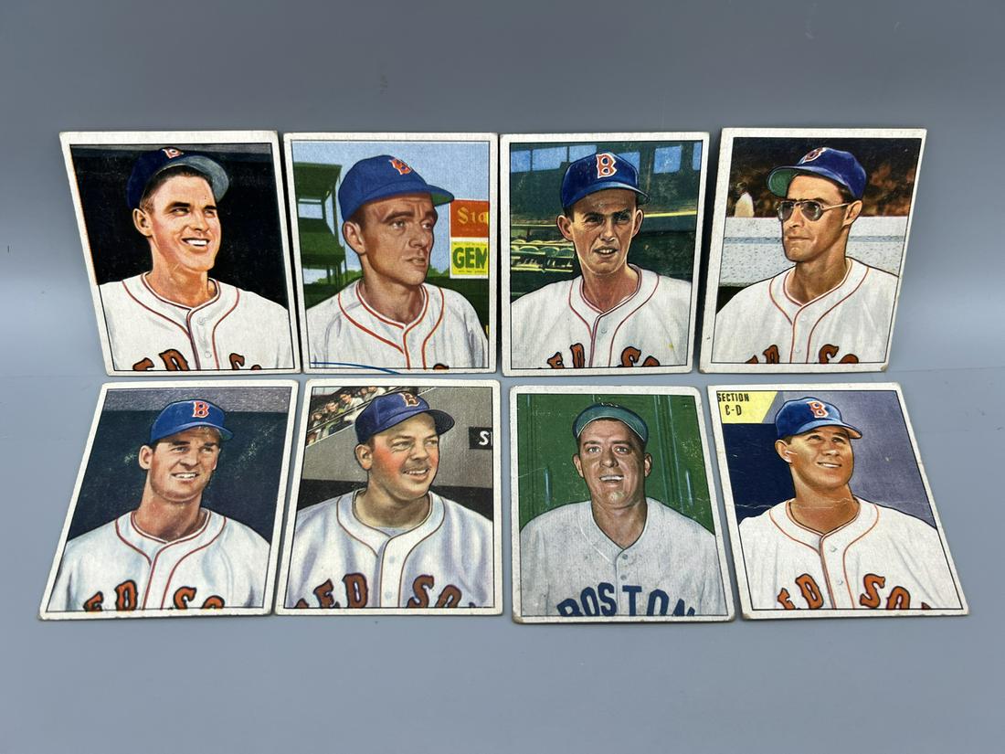 Lot of (8) Assorted 1950 Bowman Boston Red Sox Baseball Cards - Varying Conditions (1 of 2)