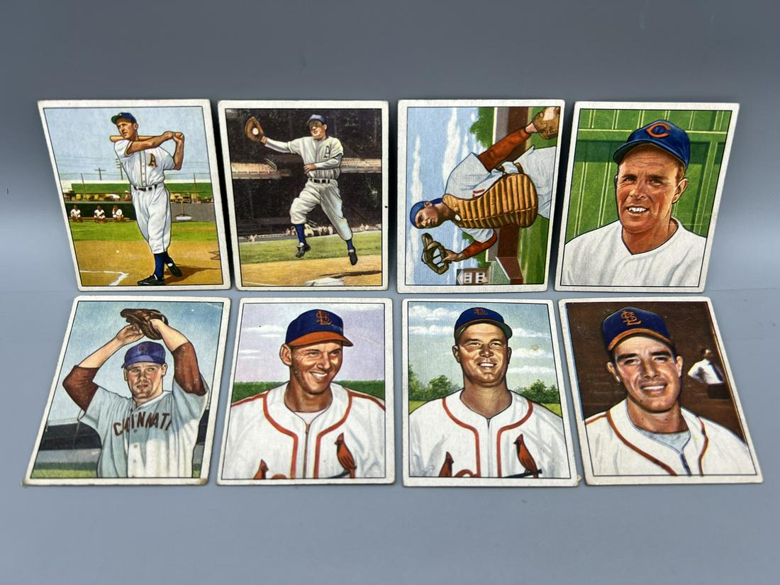 Lot of (8) Assorted 1950 Bowman Baseball Cards - Varying Conditions (1 of 2)
