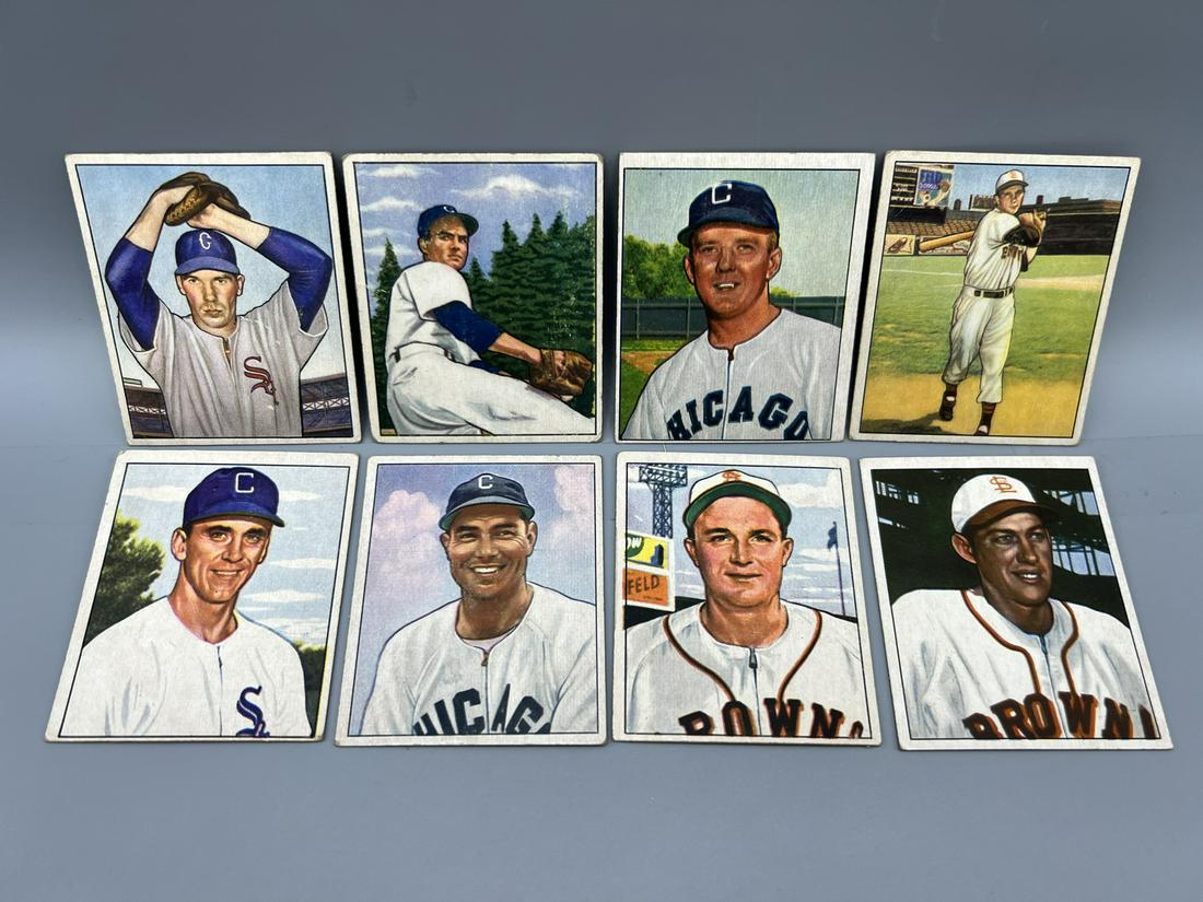 Lot of (8) Assorted 1950 Bowman Baseball Cards - Varying Conditions (1 of 2)