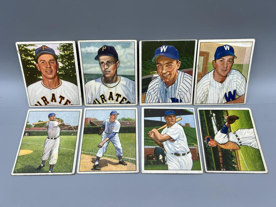 Lot of (8) Assorted 1950 Bowman Baseball Cards - Varying Conditions (1 of 2)