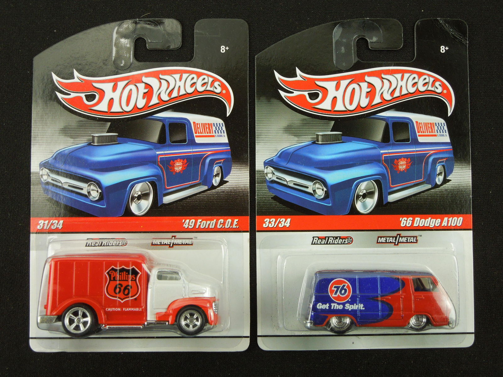 2010 Hot Wheels Delivery Slick Rides Series Phillips 66 '49 Ford C.O.E. & 76 Gasoline '66 Dodge A100 (1 of 2)