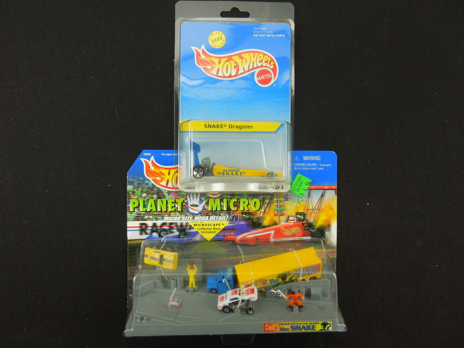 1995 Limited Edition Snake Dragster, 1 of 8000 & Planet Micro Don Prudhomme Snake Set (1 of 4)