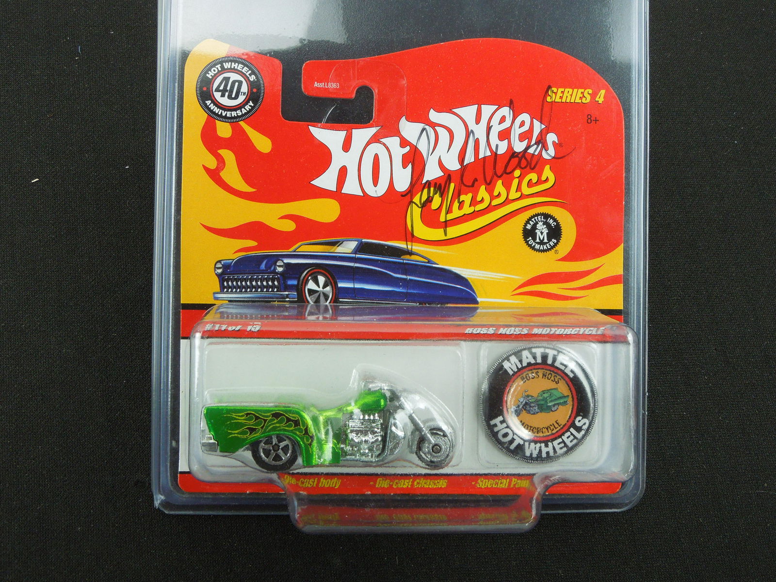 2008 40th Anniversary Series 4 Hot Wheels Classics #11 Boss Hoss Motorcycle - CARD AUTOGRAPHED BY (1 of 4)