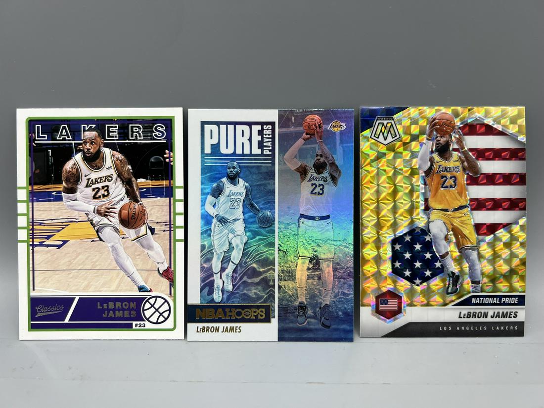 Lot of (3) Assorted Lebron James Cards - Mosaic Reactive Yellow Prizm Refractor (1 of 2)