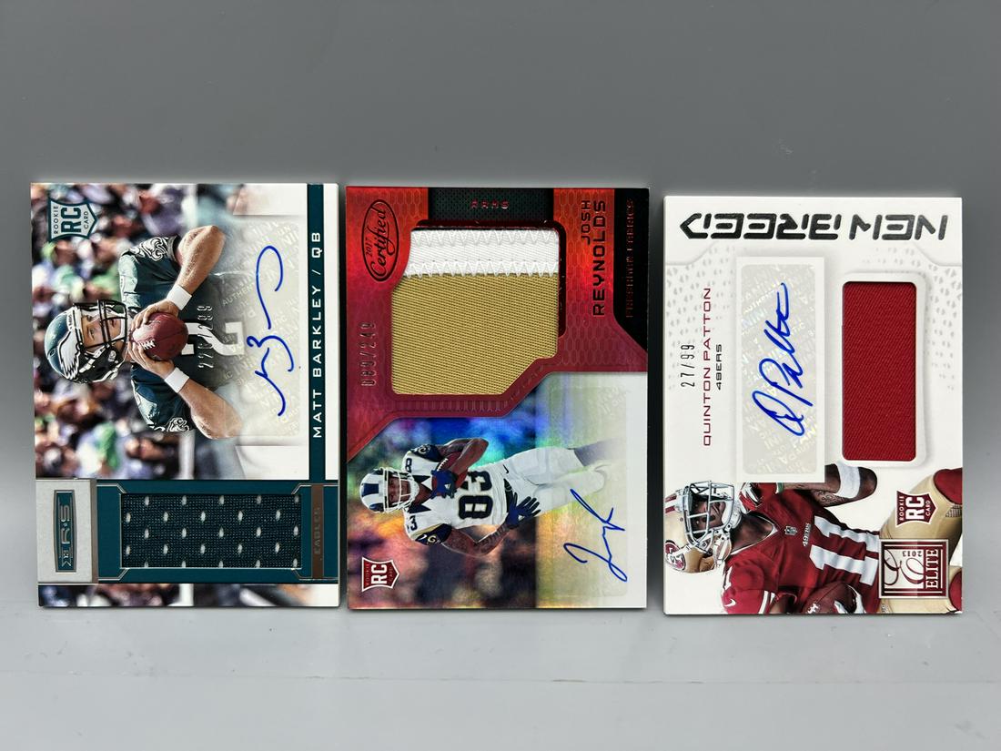 Lot of (3) Modern Football RC Auto & RPA Cards - Matt Barkley, Josh Reynolds, Quinton Patton (1 of 2)
