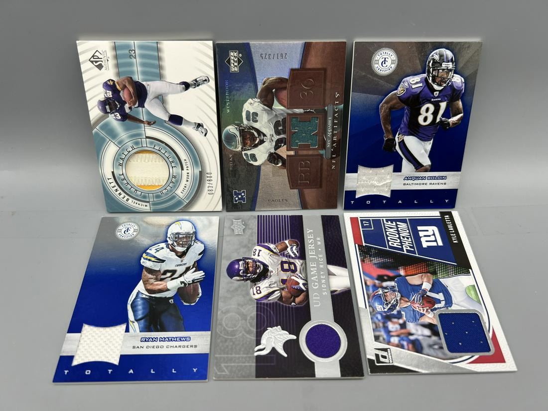 Lot of (6) Assorted Football Jersey/Patch Cards - Anquan Boldin (1 of 2)
