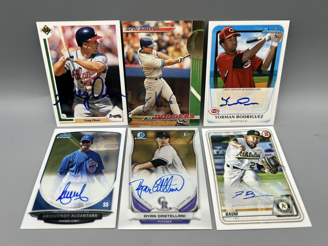 Lot of (6) Assorted Baseball Auto Cards (1 of 2)