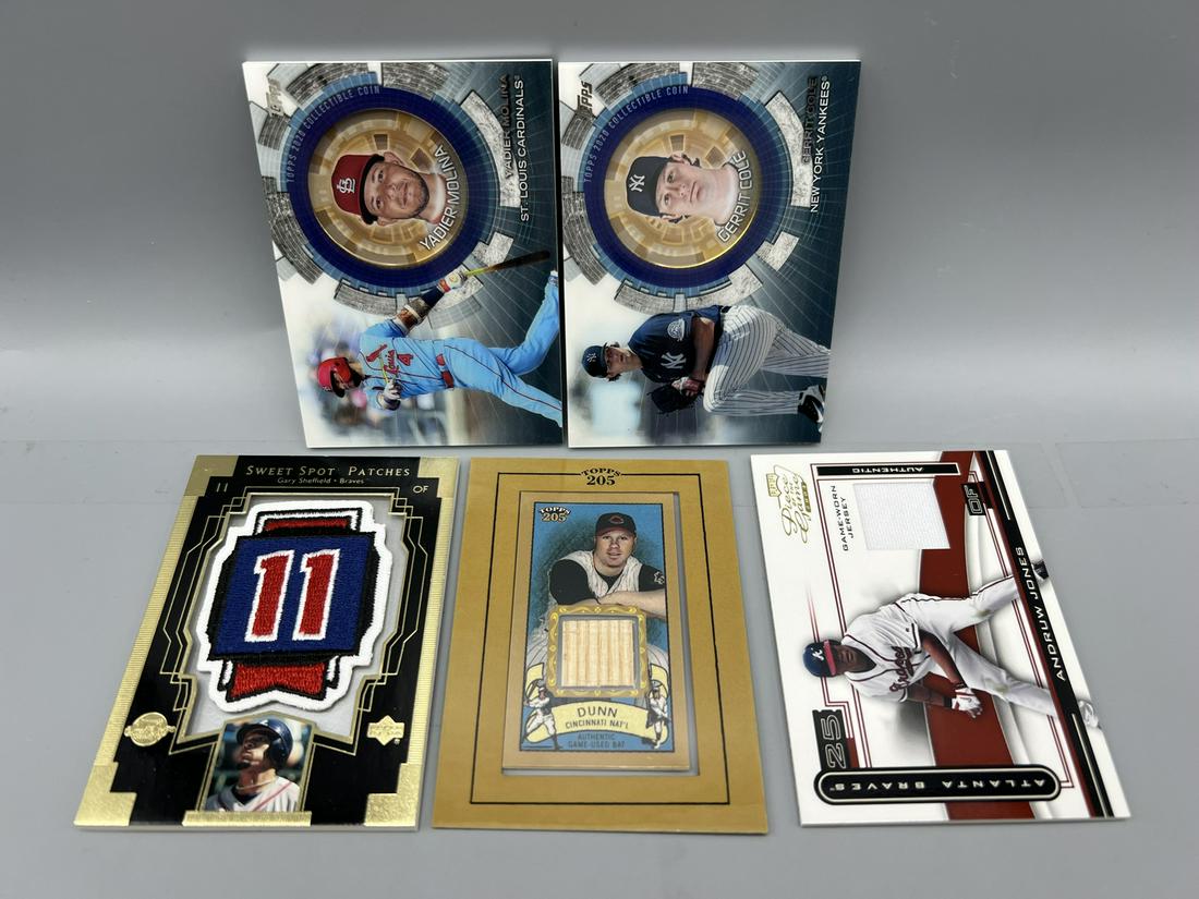 Lot of (5) Assorted Baseball Manufactured & Authentic Relic Cards (1 of 2)