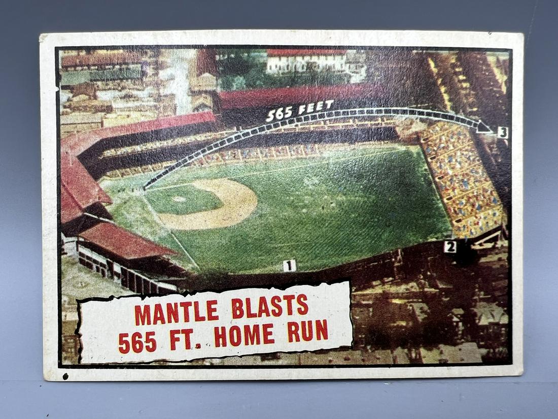 1961 Topps Baseball Thrills Mickey Mantle Blasts 565 Ft. Home Run #406 (1 of 2)