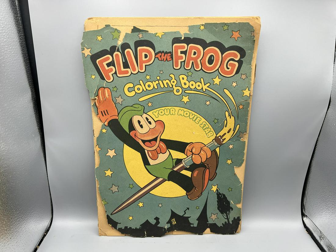 1933 Flip the Frog Coloring Book - Scarce and Very Fragile - Cover and pages detached, chipping on (1 of 5)