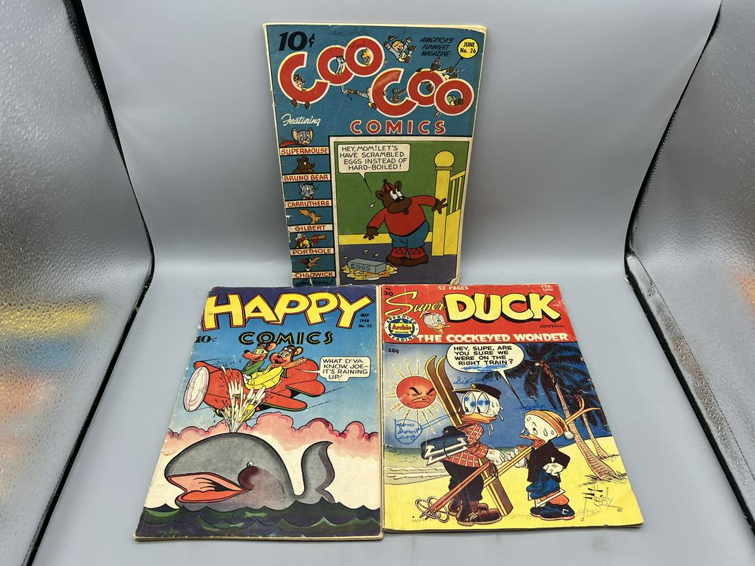 Coo Coo Comics #26 (1946), Happy Comics #25 (1948), & Super Duck #30 (1950) - Lower Grade Condition (1 of 2)