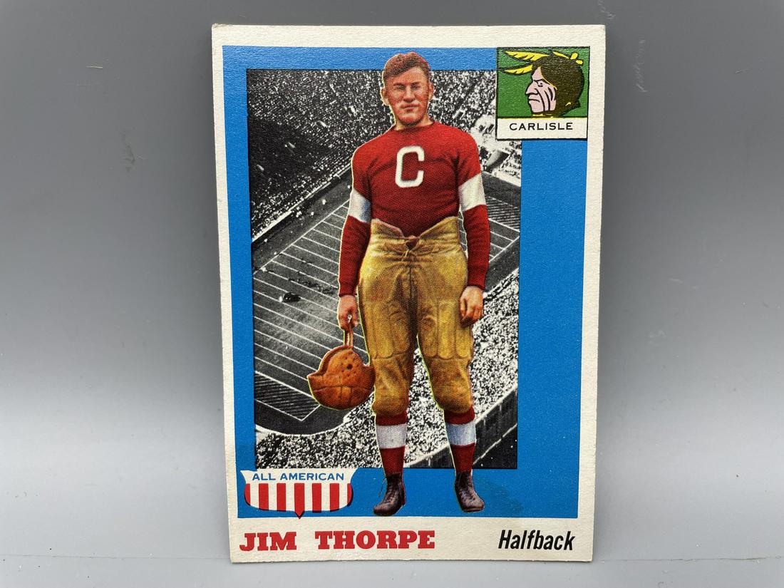 1955 Topps All American Jim Thorpe #37 - Moisture Damage/Tide Line and Bend along bottom of card (1 of 4)