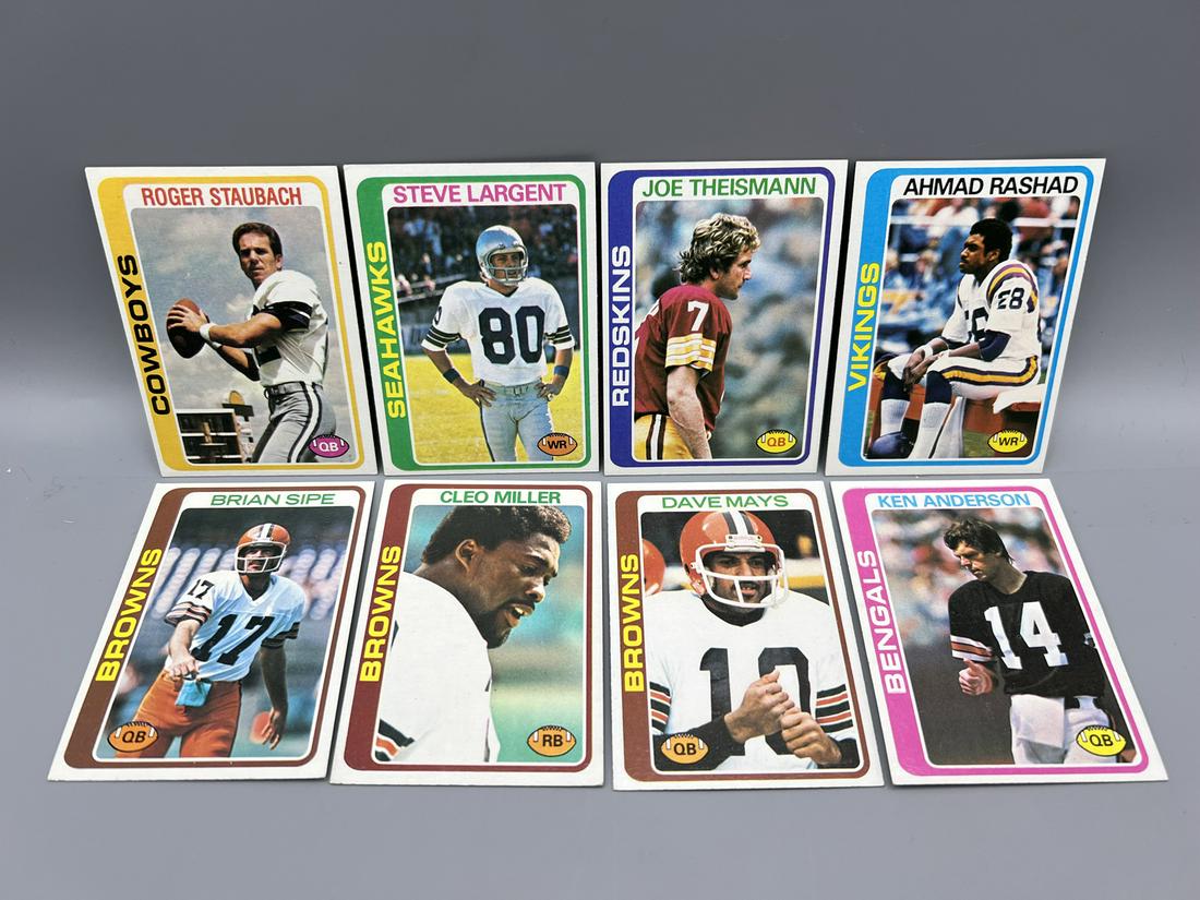 Lot of (8) Assorted 1978 Topps Football Star Player Cards - Varying Conditions - Roger Staubach, (1 of 2)