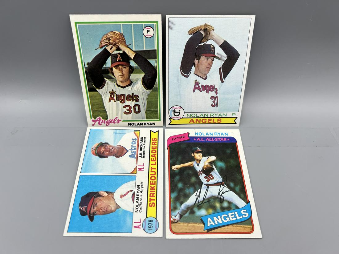 Lot of (4) Assorted Vintage Nolan Ryan Baseball Cards - Varying Conditions (1 of 2)