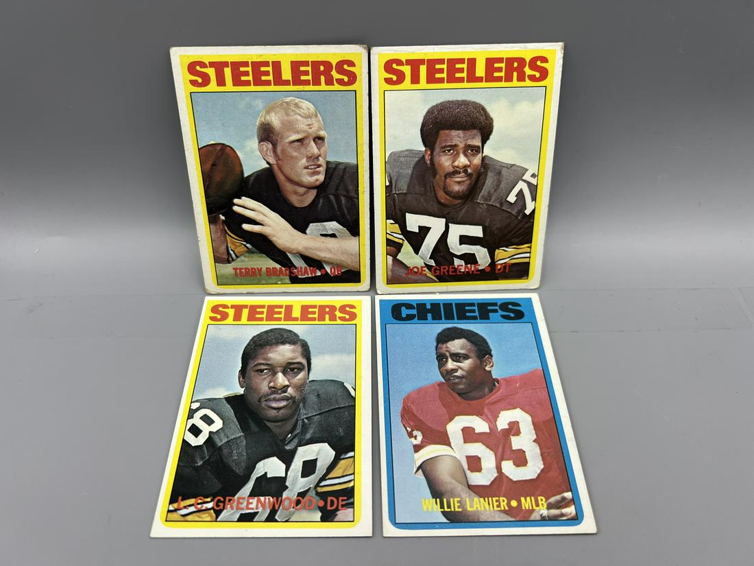 Lot of (4) Assorted 1972 Topps Football Star Player Cards - Varying Conditions - Terry Bradshaw, Joe (1 of 2)