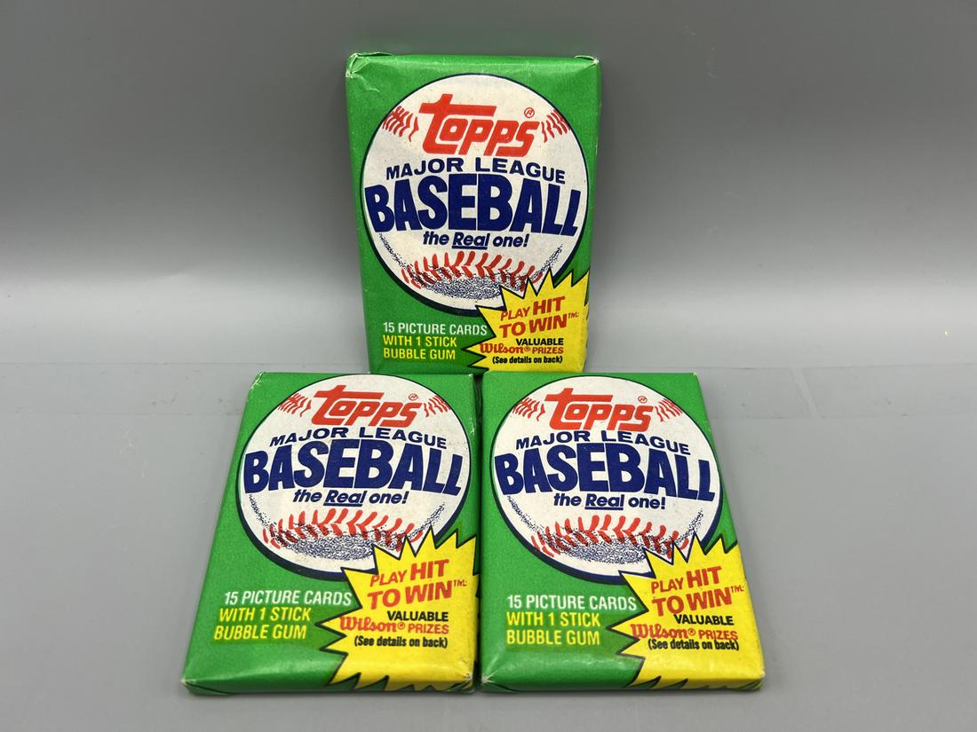Lot of (3) 1981 Topps Baseball Wax Packs - 2 Are still sealed & 1 is opened (1 of 3)