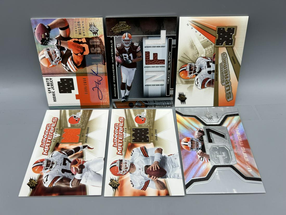 Lot of (6) Assorted Cleveland Browns Auto & Jersey Cards (1 of 2)