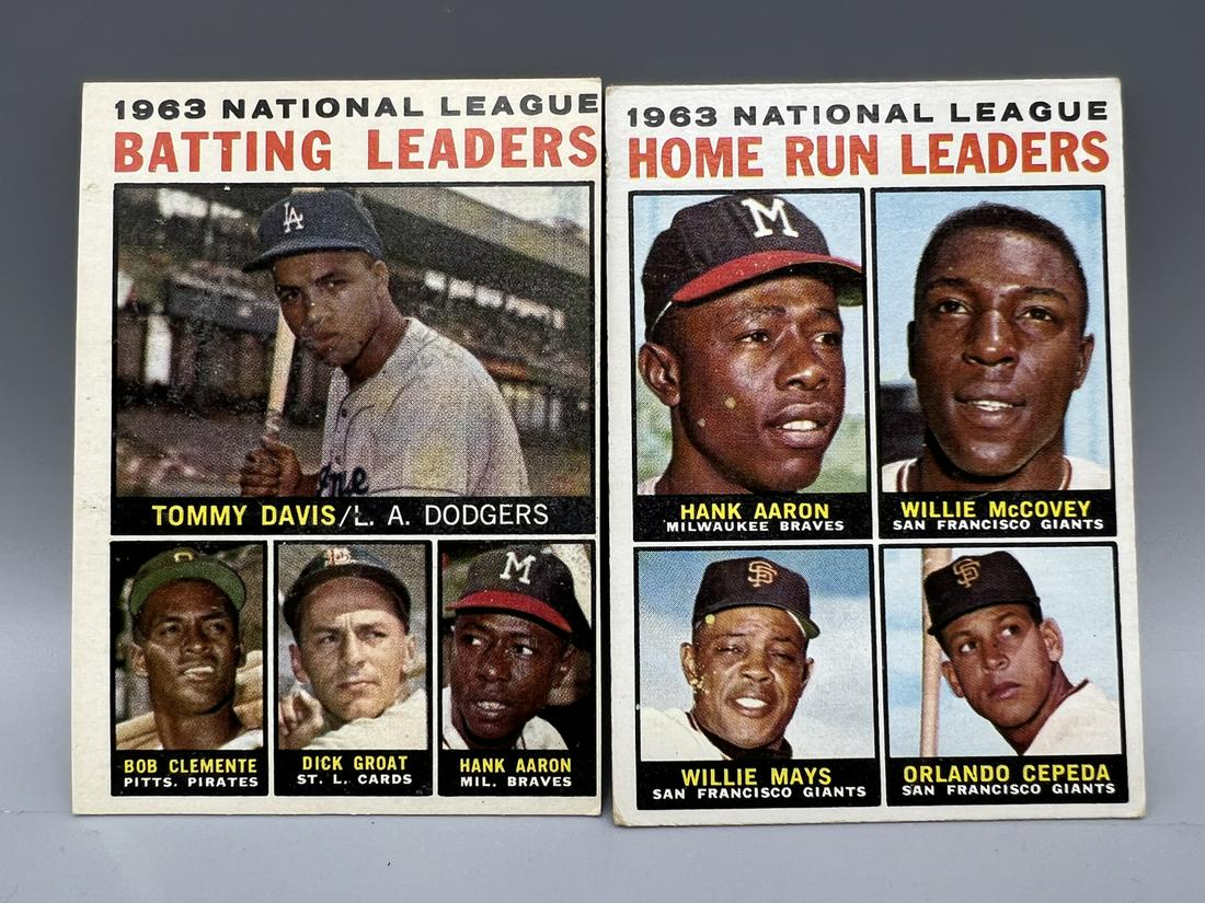 1964 Topps NL Batting Leaders Davis/Clemente/Groat/Aaron #7 & NL Home Run Leaders (1 of 2)