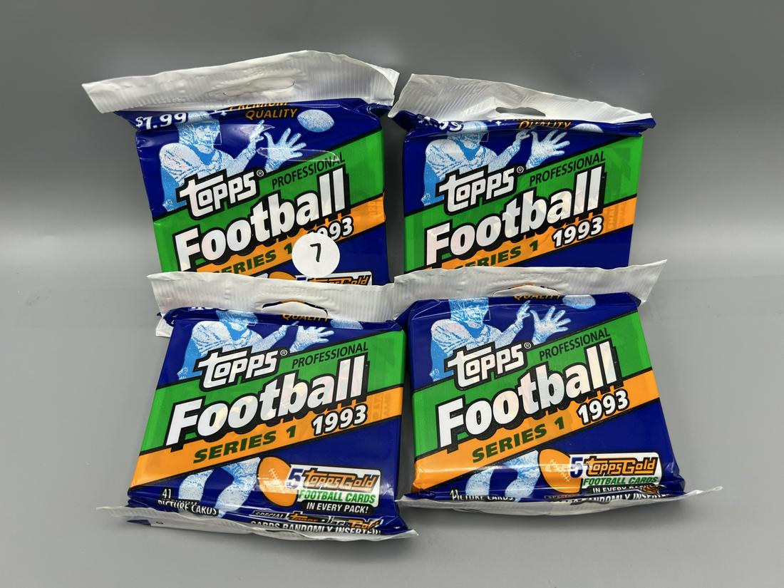 Lot of (4) 1993 Topps Series 1 Football Jumbo Packs (1 of 2)