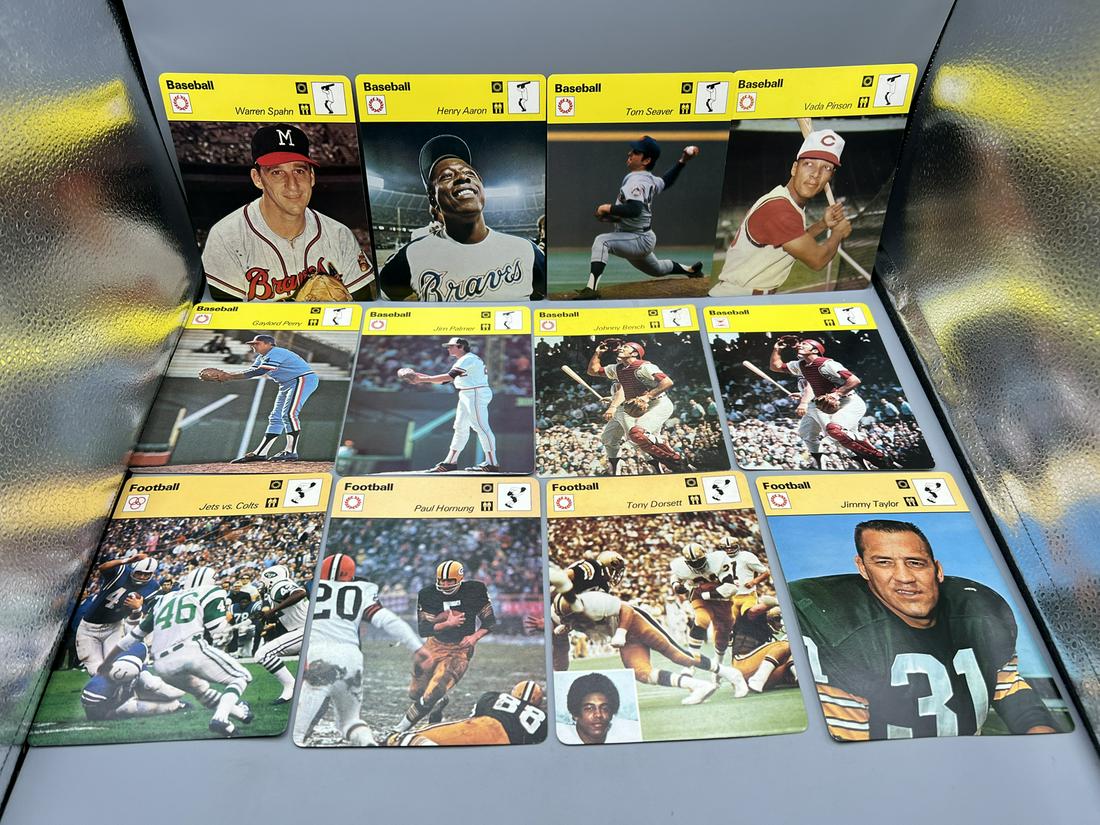 Lot of (12) 1977-79 Sportscaster Cards - Hank Aaron, Warren Spahn, Johnny Bench, Paul Hornung (1 of 2)